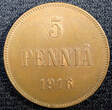 5 Pennia Finland Russian Nicolas II (1895-1917) Copper 1916  UNC KM# 15 (23 038)