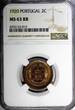 2 Centavos Portugal Bronze 1920  NGC MS63 RB 3 YEARS TYPE KM# 568 (013)