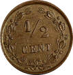 1/2 Cent Netherlands Wilhelmina I Bronze 1886  Key Date KM# 109 (6460) Uncertified