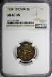 2 Senti ESTONIA Bronze 1934  NGC MS63 BN 1 YEAR TYPE KM# 15 (038)