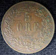 Bronze Sweden Oscar II  1873 5 Ore Mintage-783,000 27 mm XF KM# 730 (23 173) Uncertified