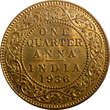1/4 Anna India-British George V Bronze 1936 (B)  UNC Toned KM# 512 (23 662)