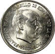25 Pesetas Spain Francisco Franco 1957 (67)  26.5 mm UNC KM# 787 (21 418)