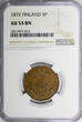 5 Pennia FINLAND ALEXANDER II 1872  NGC AU53 BN BETTER DATE SCARCE KM# 4.2 (023)