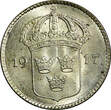 10 Öre SWEDEN Gustaf V Silver 1917 W  WWI ISSUE UNC KM# 780 (21 911)