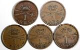 1 Rigsbankskilling Denmark Frederik VII COPPER LOT OF 5 COINS 1853  KM# 756 (694) Uncertified