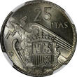 25 Pesetas 1957(66) Spain Caudillo and Regent 1957 (66)  NGC MS63 KM#787 (010)