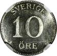 SWEDEN Gustaf V Silver 1918 W 10 Ore NGC UNC DETAILS WWI Issue KM#780 (149)