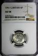 United Kingdom 6 Pence GREAT BRITAIN George VI Silver 1941  NGC AU58 KM# 852 (211)