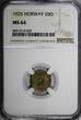 NORWAY Copper-Nickel 1925 10 ORE NGC MS64 TOP GRADED COIN BY NGC KM# 383 (20)