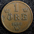 1 Öre Sweden Oscar II Bronze 1896  Extra Large letters KM# 750 (23 148) Uncertified
