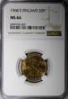 20 Pennia Finland Aluminum-Bronze 1968 S  NGC MS66 TOP GRADED KM# 47 (7)