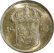 10 Öre SWEDEN Gustaf V Silver 1934 G  UNC TONED KM# 780 (21 903)