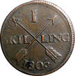 1 SKILLING SWEDEN 1805  OVERSTRUCK ON 2 ORE S.M. 1749 FREDRIK I KM#566 (2374A) Uncertified