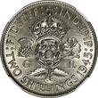 United Kingdom 1945 Florin 1945 GREAT BRITAIN George VI Silver  /2 Shilling NGC UNC DET.WWII KM855(3)