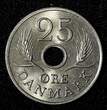25 Øre DENMARK Frederik IX Copper-Nickel 1966  UNC/BU KM# 855.1 (27 716)