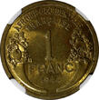 Mauritania 1 Franc French West Africa Aluminum-Bronze 1944-L  NGC MS63 Laureate Head KM#2(0)