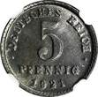 5 Pfennig Germany Empire Wilhelm II Iron 1921 D  NGC UNC DETAILS Munich KM#19 (6)