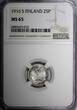 25 Pennia Finland Nicholas II Silver 1916 S  NGC MS65 GEM BU KM #6.2 (010)
