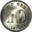 Sweden Oscar II Silver 1907 EB 10 Ore 1 Year Type UNC KM# 774 (15 699)