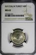 40 Para Turkey Muhammed VI AH1336//4 (1920)  NGC MS63 1 YEAR TYPE KM# 828 (001)