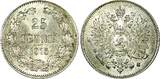 25 Pennia FINLAND Nicholas II Silver 1915 S  UNC KM #6.2 RANDOM PICK (1 COIN)(1)