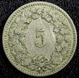 5 Rappen SWITZERLAND Copper-Nickel 1897 B  Mintage-500,000 KM# 26 (23 393) Uncertified