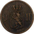 Bronze NORWAY Oscar II  1891 2 Ore Lion KM# 353 (20 844) Uncertified