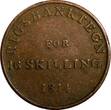16 Skilling Denmark Frederik VI Copper 1814  1 YEAR Token Coinage KM# Tn3 (14286) Uncertified