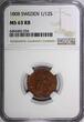 1/12 Skilling SWEDEN Gustaf IV Copper 1808  NGC MS63 RB FULL RED ! KM# 563 (034)