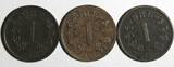 Bronze Norway Oscar II  LOT OF 3 COINS 1877 1 Ore BETTER DATE KM# 352 (17 014) Uncertified