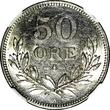 SWEDEN Gustaf V Silver 1914 W 50 Ore NGC UNC DETAILS SCARCE DATE KM# 788 (140)