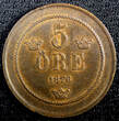 Bronze SWEDEN Oscar II  1876 5 ORE Mintage-608,500 KM# 736 (22 969) Uncertified