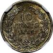10 Cents Netherlands William III Silver 1889  NGC AU58 Light Toned KM# 80 (007)