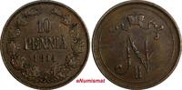 Finland Nicholas II Copper 1914 10 Penniä Mintage-605,000 KM# 14 (18 744) Uncertified