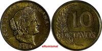 Peru 8 10 Centavos 1948 Peru Brass 1948/ 3 YEARS TYPE aUNC Toning SCARCE... 17,18 EUR  Excl. 12,88 EUR Verzending