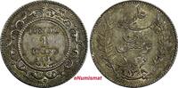 Tunisia 1 Franc Tunisia Ali III Silver 1309 (1892) A aUNC Toning KM# 224 (18 924) -