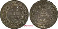Tunisia 1 Franc Tunisia Ali III Silver 1308 (1891) A aUNC Rainbow Toned KM# 224 (18 935) -