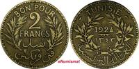 Tunisia 2 Francs TUNISIA Chambers of Commerce 1343/1924 Mintage 500,000 KM# 248 (18 949) -