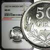 SWEDEN Gustaf V Silver 1927 W 50 Ore NGC MS65 1 GRADED HIGHEST SCARCE KM# 788(3)