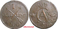 Sweden 1 SKILLING SWEDEN COPPER 1802 OVERSTRUCK ON 2 ORE S.M. 1743-1768 KM#566 (2407) -