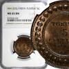 Tunisia 5 Centimes Tunisia Bronze AH1325//1907 A NGC MS65 BN TOP GRADED KM# 235 (045) -