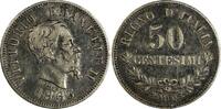 Italy 50 Centesimi Italy Vittorio Emanuele II Silver 1863 M BN 1st Year KM# 14.1 (379) -
