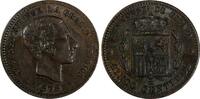 Spain 5 Centimos Spain Alfonso XII Bronze 1878 OM SCARCE XF KM# 674 (19 499) -