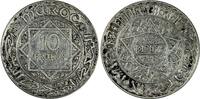 10 Francs Morocco Mohammed V Silver AH1347 (1928)  aUNC Y# 38 (19 706)