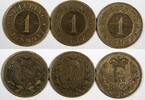 Denmark 1863 Skilling Rigsmont Denmark Frederik VII Bronze LOT OF 3 COINS KM# 763 (768) -