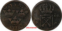 Sweden 1 Daler Sweden 1719 1 Ore KM.Overstruck 1718 SM SCARCE KM# 364.2 (10 344) -