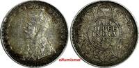 India 1/2 Rupee India-British George V Silver 1936 Toned KM# 522 (19 919) -