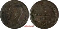 Italy 2 Centesimi Italy Vittorio Emanuele III Bronze 1908 R SCARCE KM# 38 (20 218) -