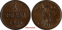 1 Penni Finland Nicholas II Copper 1901  UNC KM# 13 (20 222)